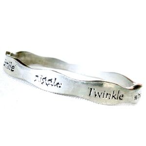 Vintage Pewter Wavy Words Bangle Bracelet Y2K